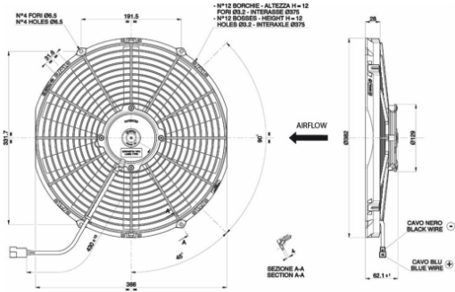 Bild på SPAL 14 "Högprestanda radiatorfläkt - Push - 30102056 - 1841 CFM