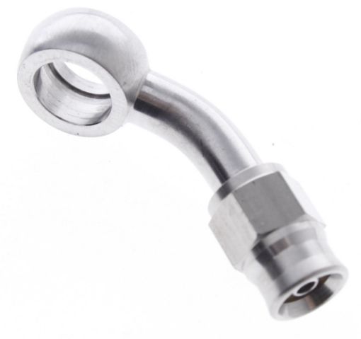 Bild på 45 ° banjo I.D. 11,2 mm - tjocklek 8,2 mm - Passar AN3 PTFE-slang