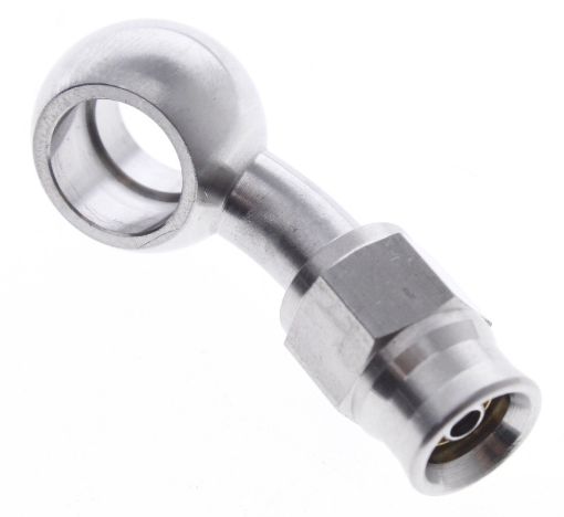 Bild på 30 ° banjo I.D. 10,2 mm - tjocklek 10,7 mm - Passar AN3 PTFE-slang