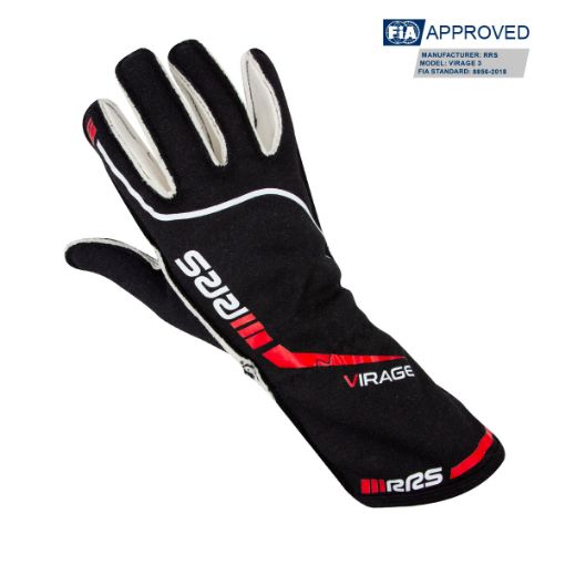 Bild på Racing gloves RRS VIRAGE 3 - BLACK logo RED - FIA 8856-2018 - M