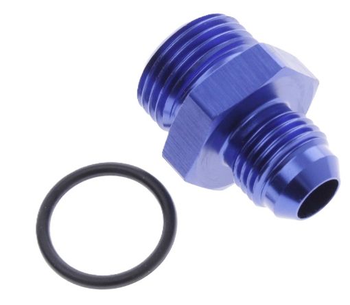 Bild på AN8 Hane - AN6 O-ring (9/16 "x18 SAE UNF) Hane - Bröstvårdsmontering - Blå Alu