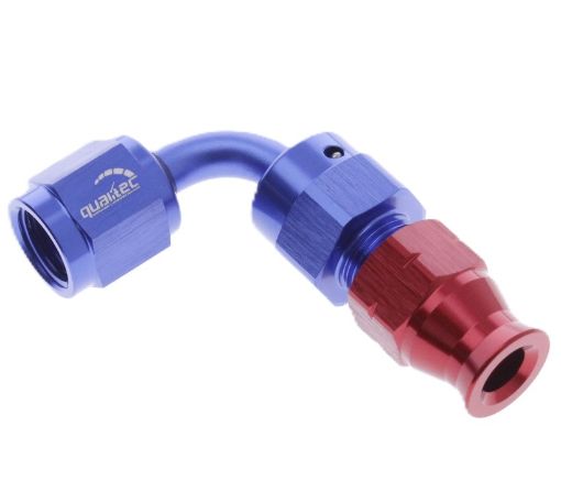 Bild på 90degrees. AN-montering - Tube To female Adapter AN-6 - Röd / blå - 3/8" (9,52mm.)