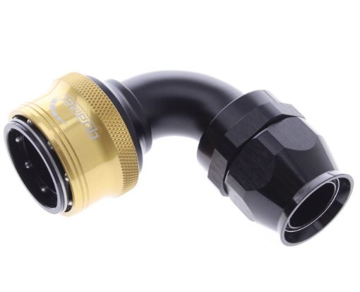 Bild på 90° PTFE Quick Connect Hose Ends -Black/Gold - AN16