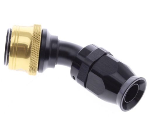 Bild på 45° PTFE Quick Connect Hose Ends -Black/Gold - AN12