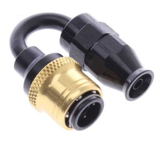 Bild på 180° PTFE Quick Connect Hose Ends -Black/Gold - AN4