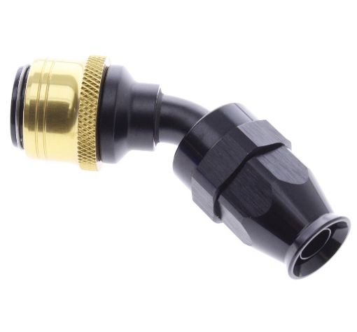Bild på 45° PTFE Quick Connect Hose Ends -Black/Gold - AN8