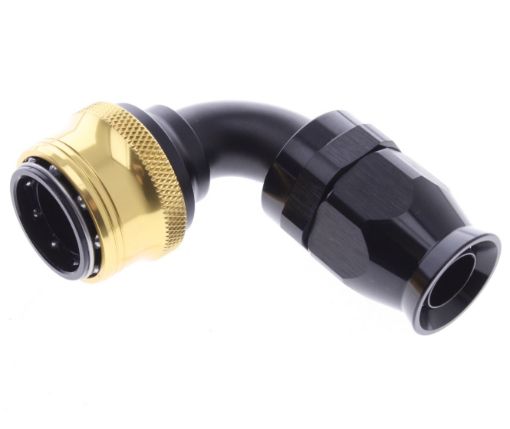 Bild på 90° PTFE Quick Connect Hose Ends -Black/Gold - AN12